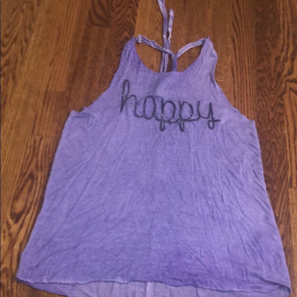 Happy Purple Tank with an Open Rope Fringe Back
